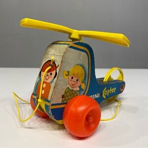 Vintage Fisher Price #448 Mini Copter Pull Toy 1970